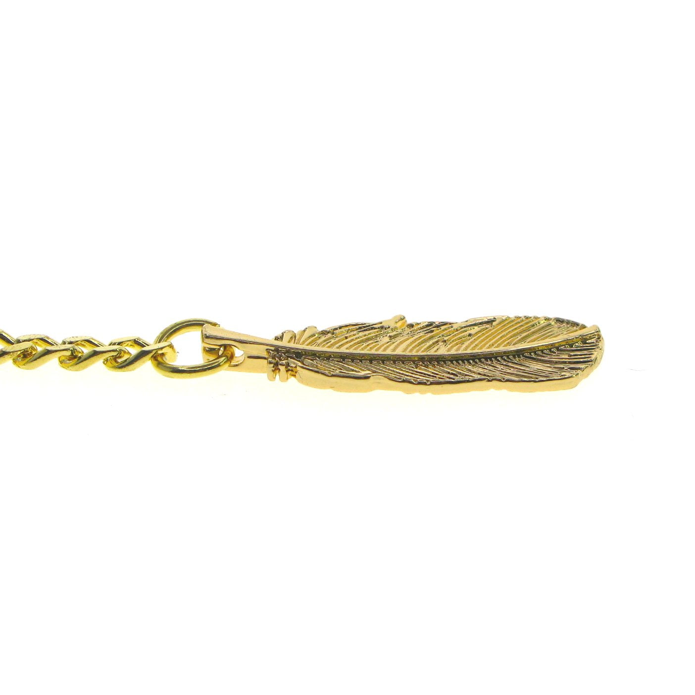 Gold Color Albert Chain with Feather Design Fob AC119