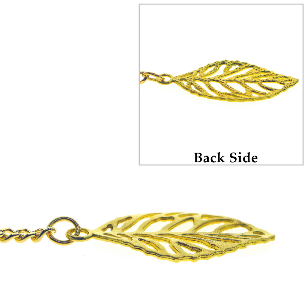 Gold Color Albert Chain with Gold Leaf Design Fob AC120
