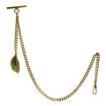 Gold Albert Chain with leaf Design Fob