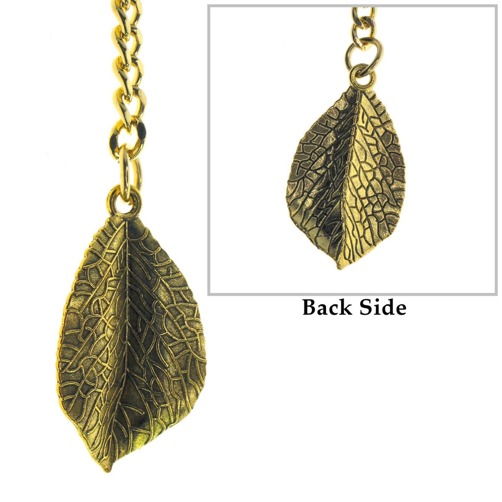 Gold Color Albert Chain with Gold Leaf Design Fob AC121