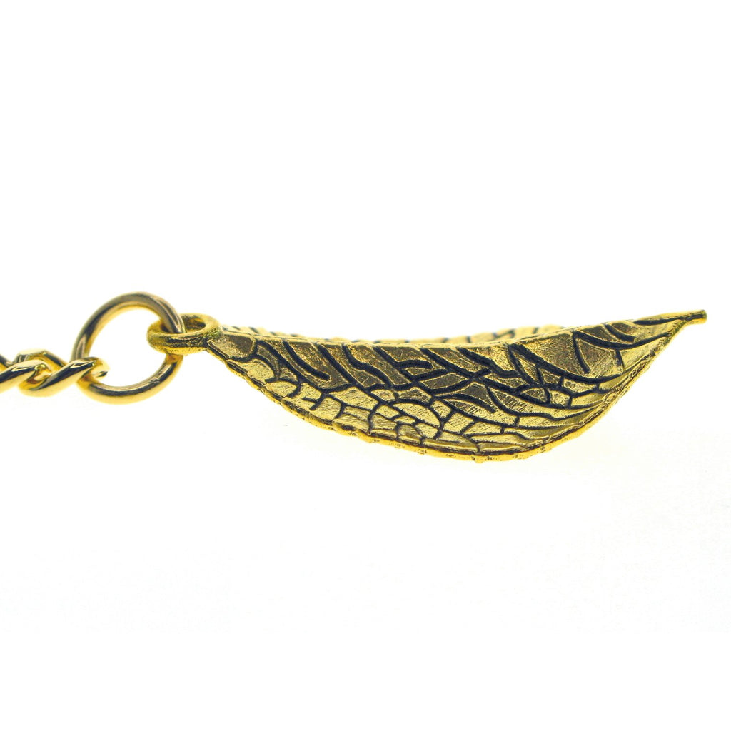 Gold Color Albert Chain with Gold Leaf Design Fob AC121