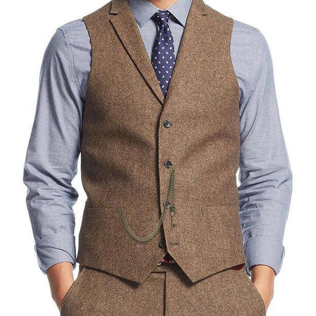 Bronze Color Albert chain with Antique Key Design Fob AC122