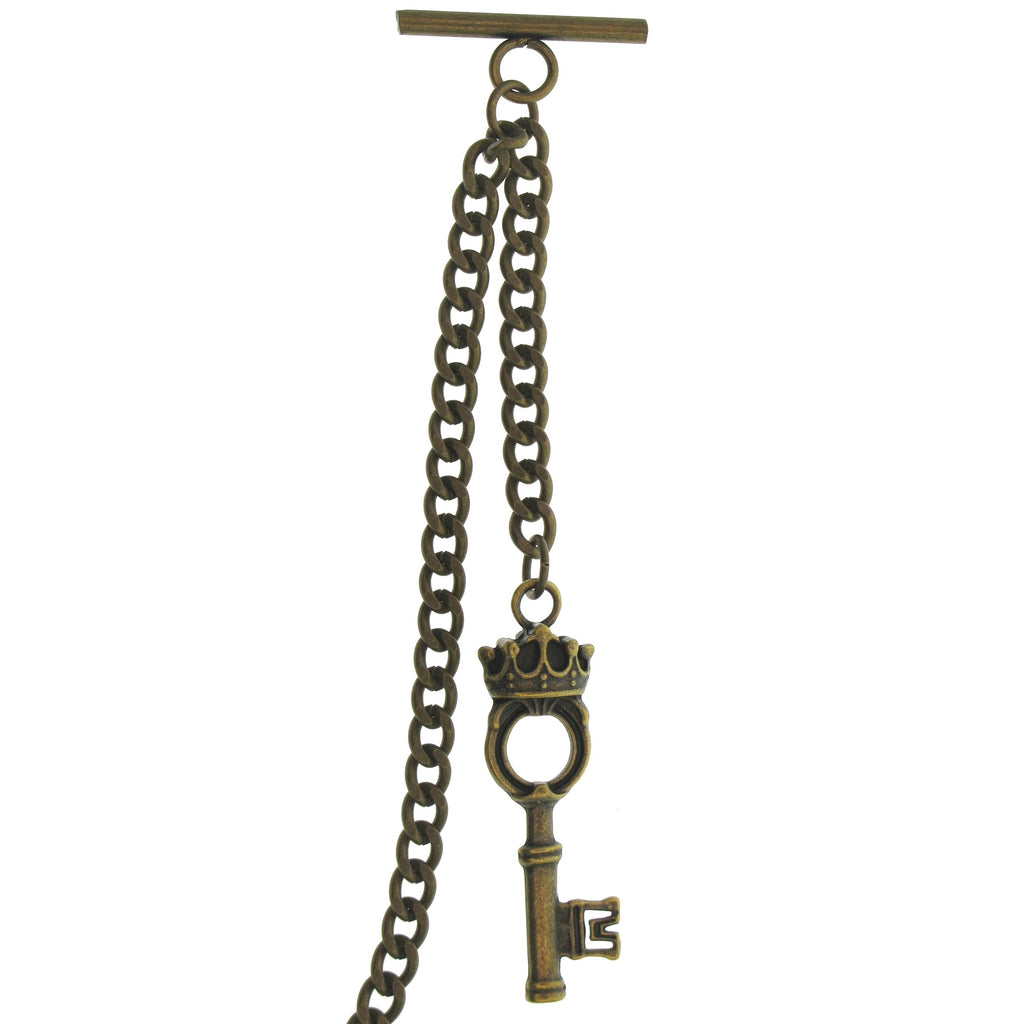 Bronze Color Albert chain with Antique Key Design Fob AC122