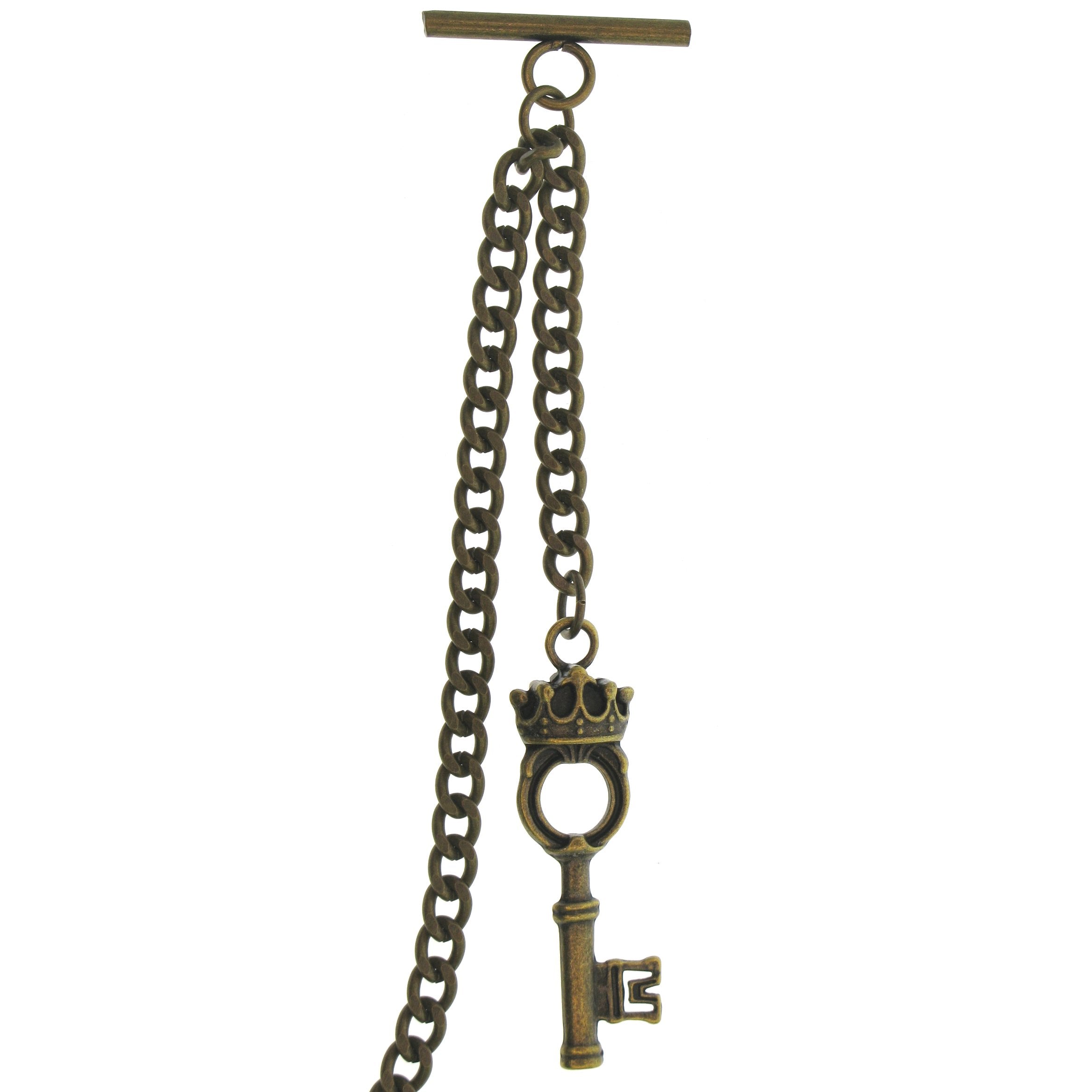 Bronze Color Albert chain with Antique Key Design Fob AC122