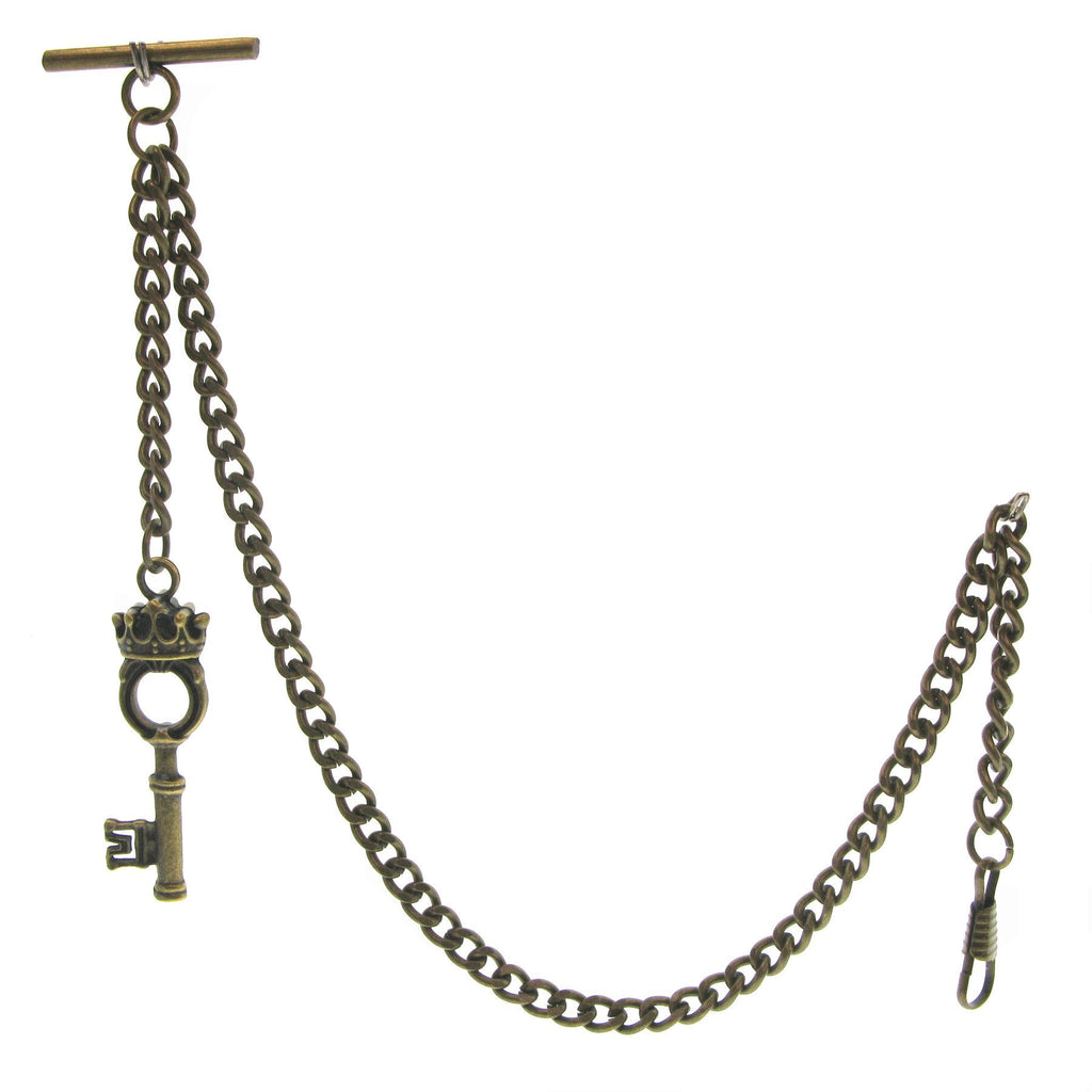 Bronze Albert Chain with Antique Key Design Fob