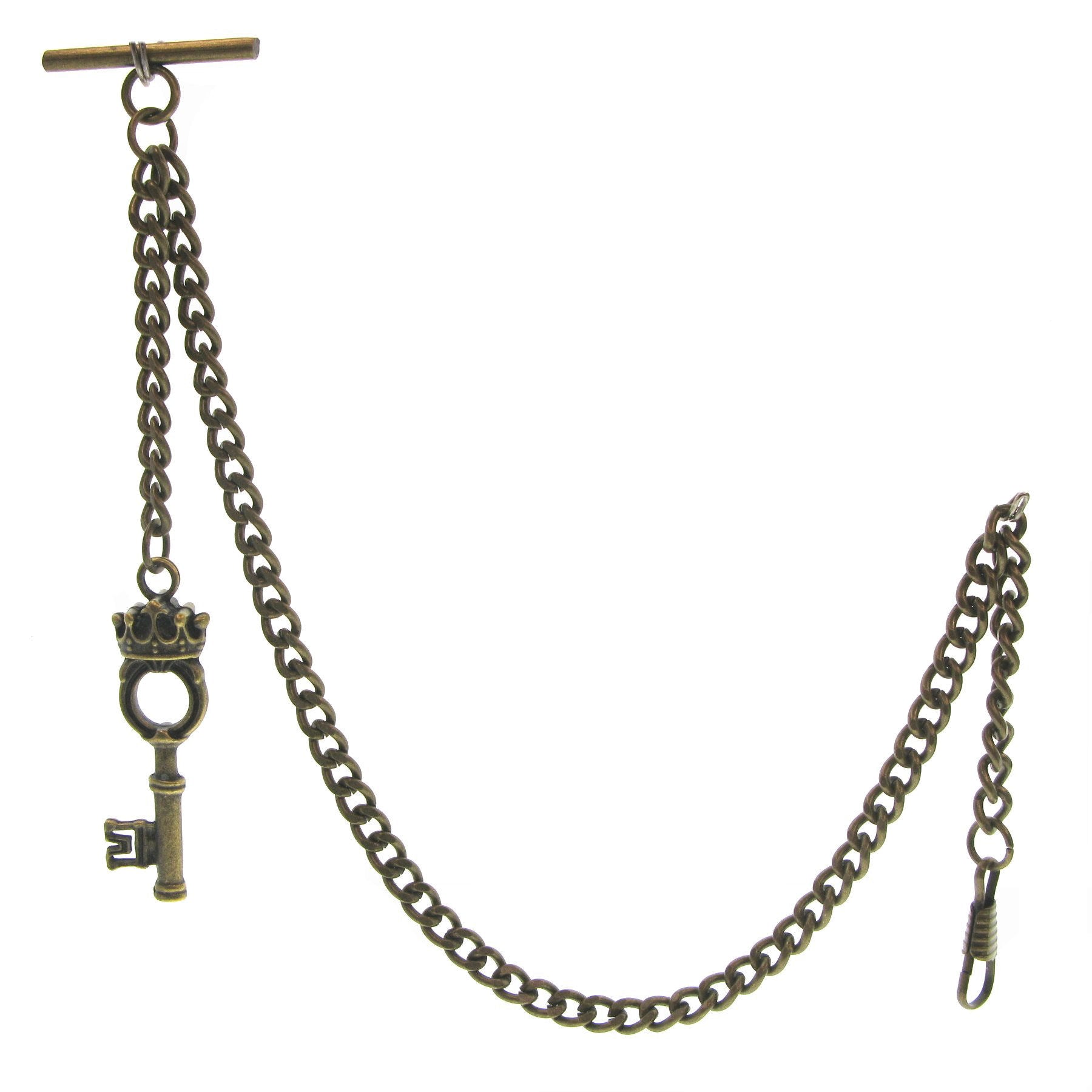 Bronze Albert Chain with Antique Key Design Fob