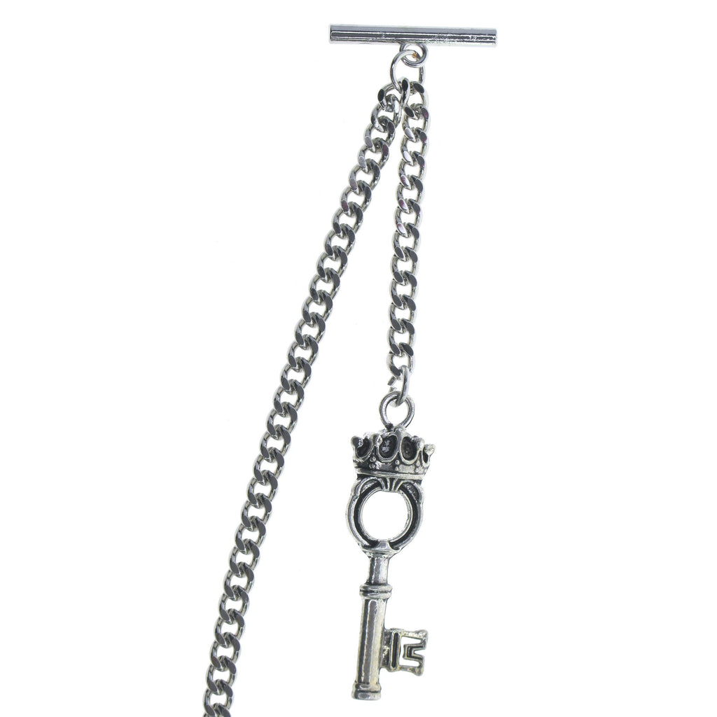 Silver Albert Chain with Ancient Key Design AC123