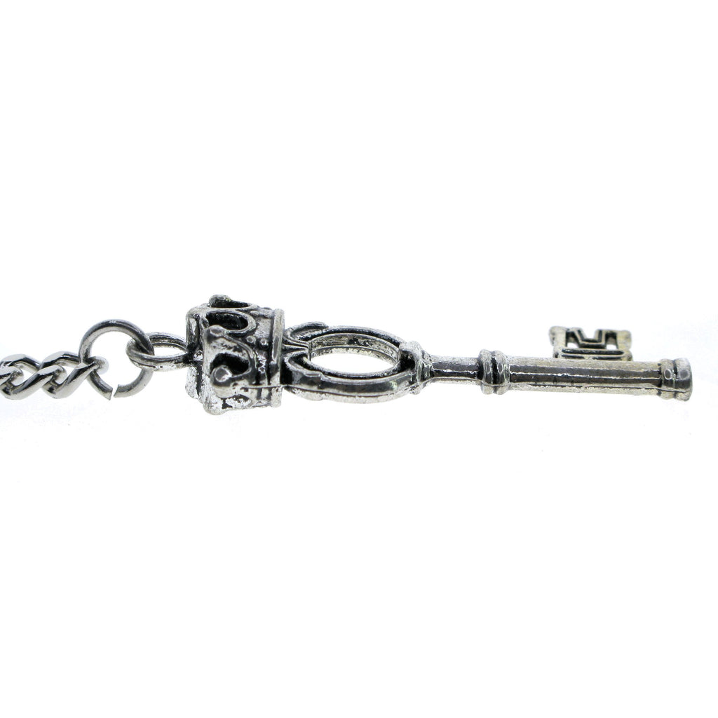 Silver Albert Chain with Ancient Key Design AC123