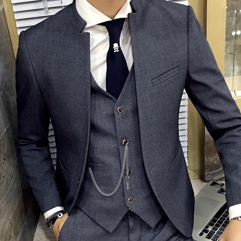 Silver Color Albert Chain with Ancient Phurba Design Fob AC124