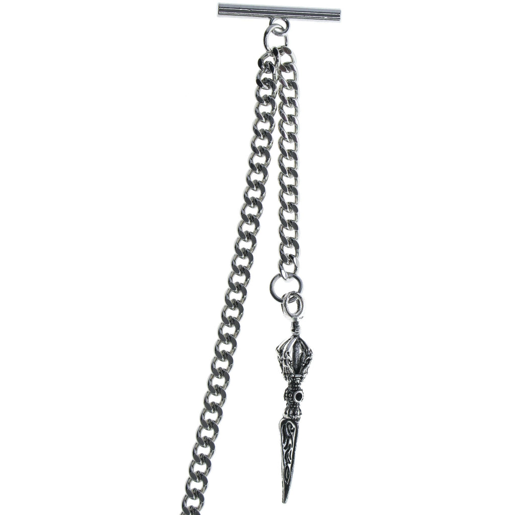 Silver Color Albert Chain with Ancient Phurba Design Fob AC124