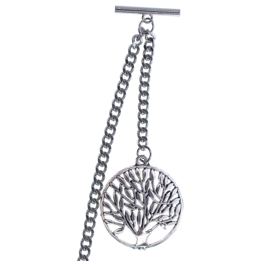 Silver Color Albert Chain with Life-Tree Medal Design Fob AC126