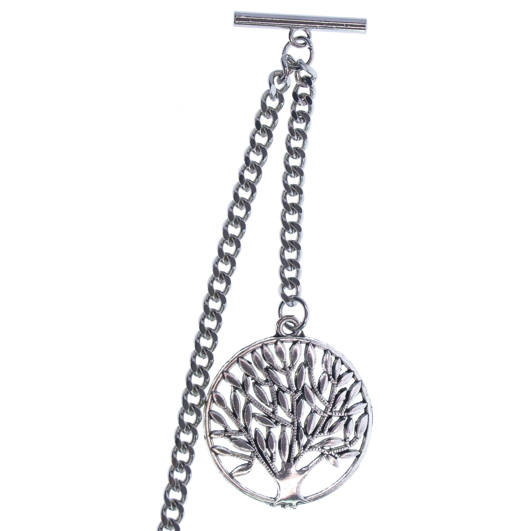 Silver Color Albert Chain with Life-Tree Medal Design Fob AC126