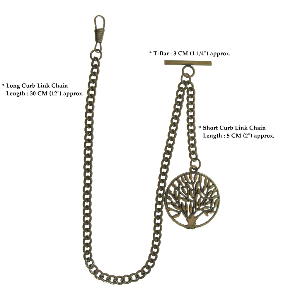 Bronze Color Albert Chain with Life-Tree Medal Design Fob AC127