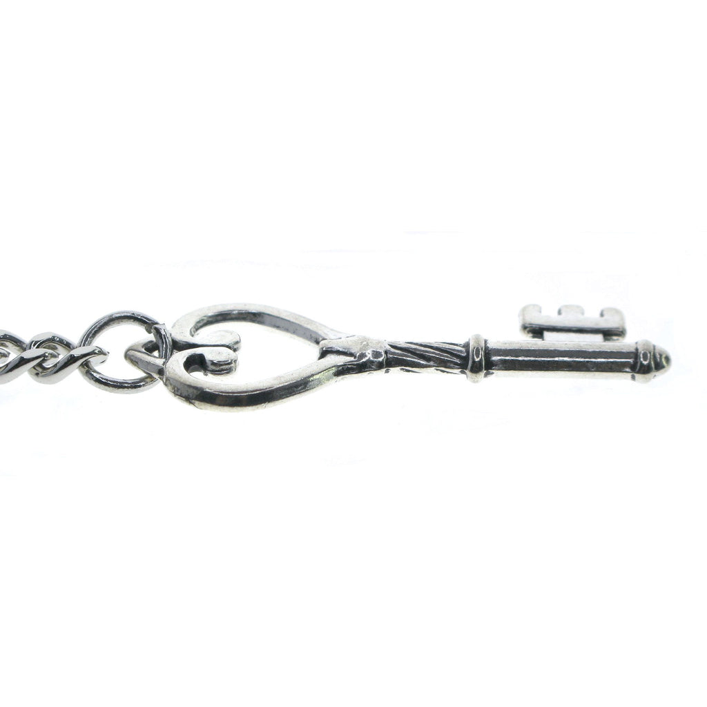 Silver Albert Chain with Key Design Fob AC128