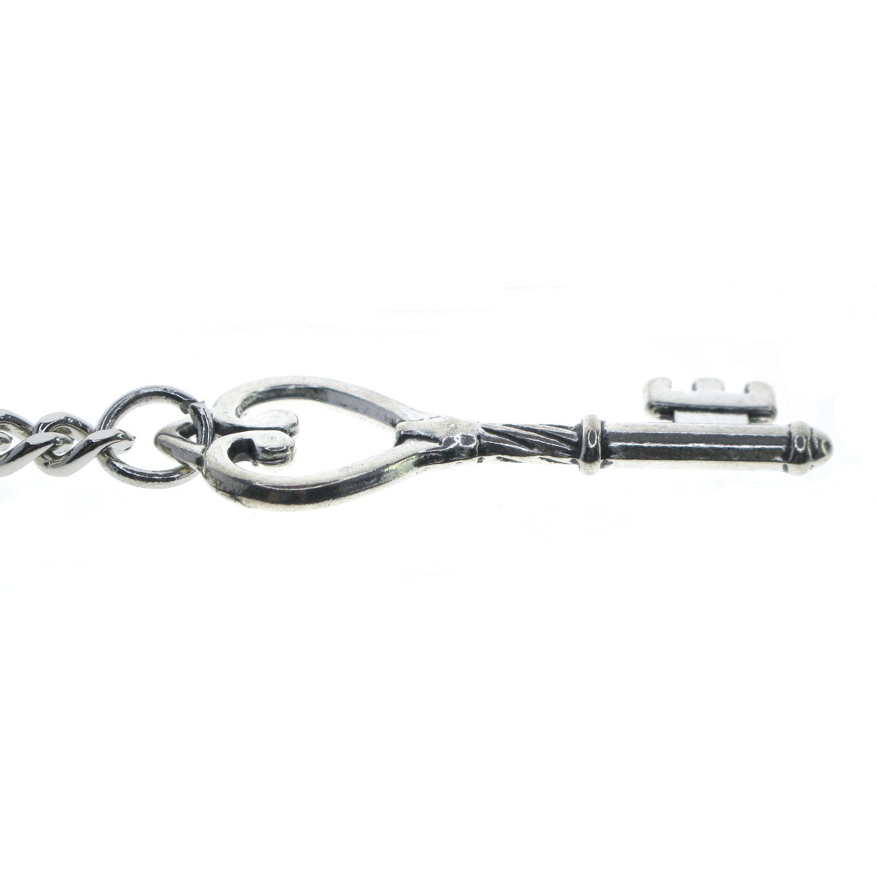 Silver Albert Chain with Key Design Fob AC128