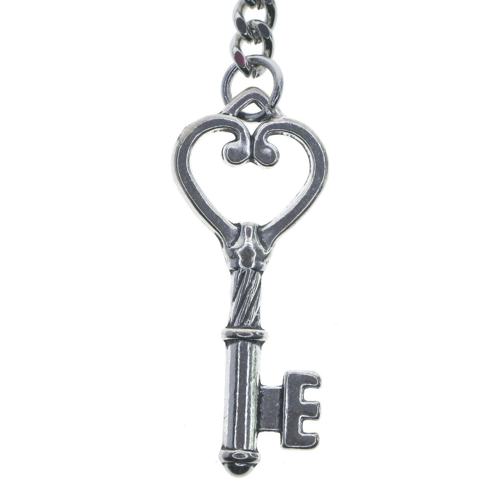 Silver Albert Chain with Key Design Fob AC128