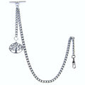Silver Albert Chain with Leaf Tree Design Fob