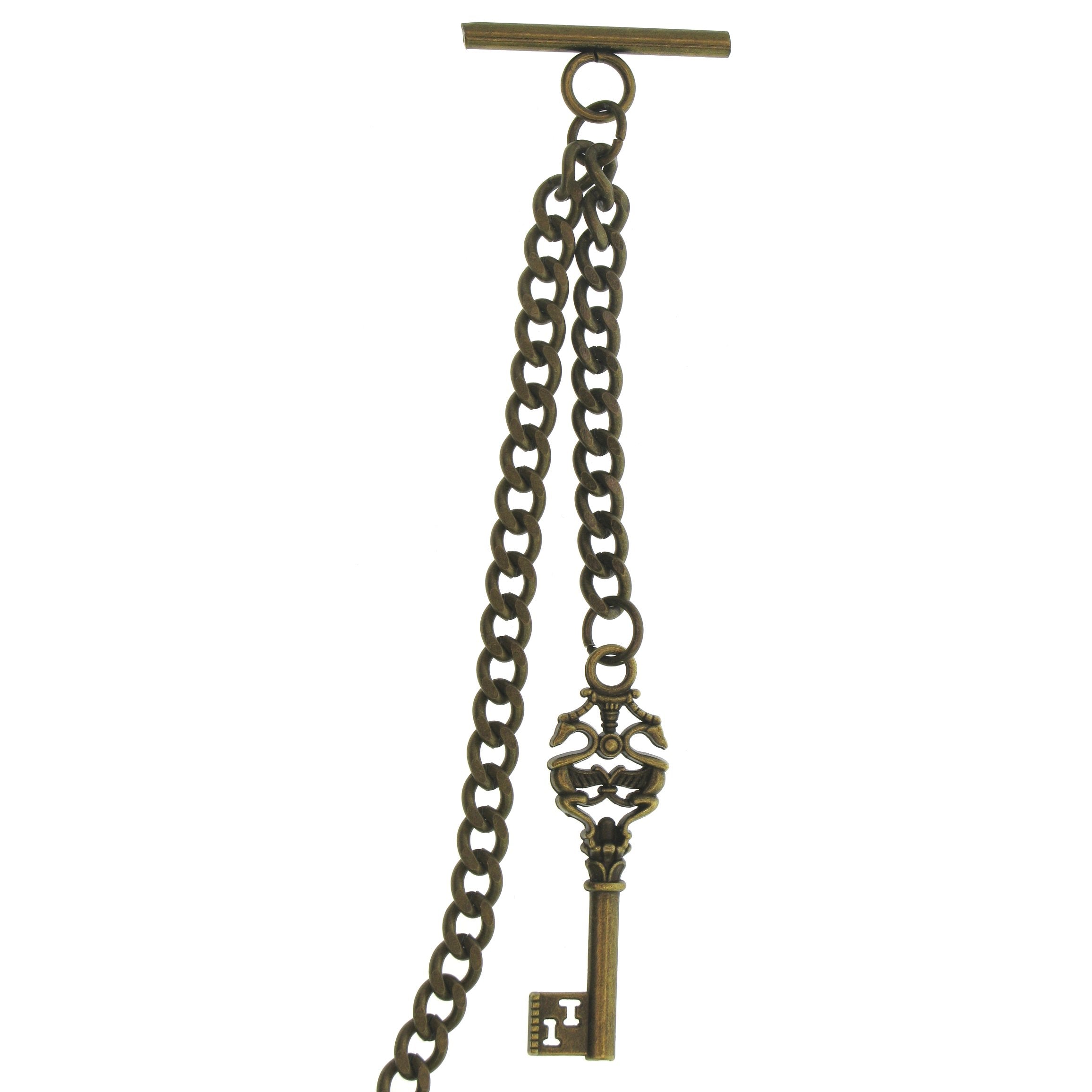 Bronze Color Albert Chain with Antique Key Design Fob AC130