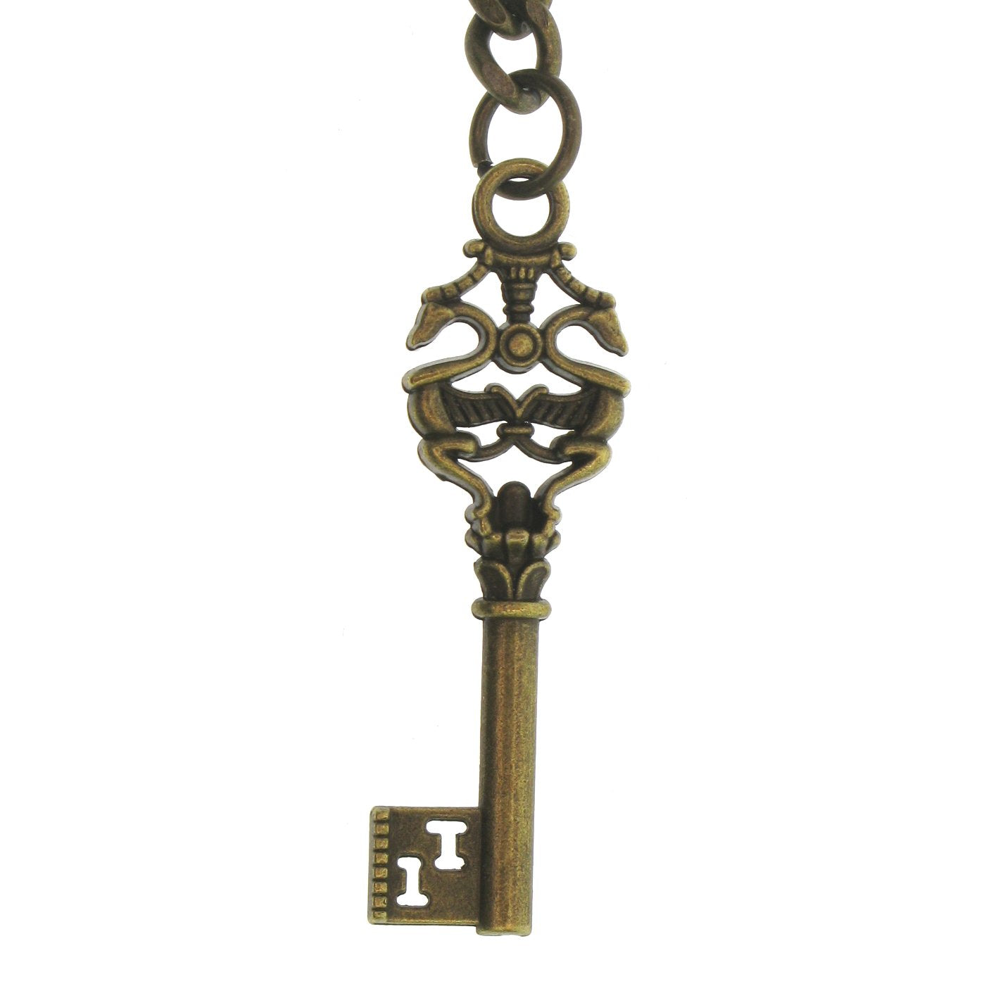 Bronze Color Albert Chain with Antique Key Design Fob AC130
