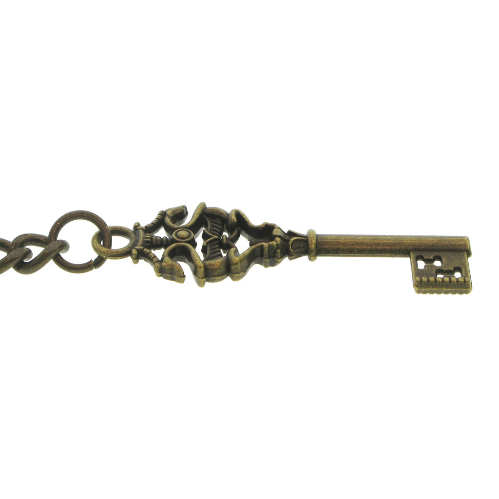 Bronze Color Albert Chain with Antique Key Design Fob AC130