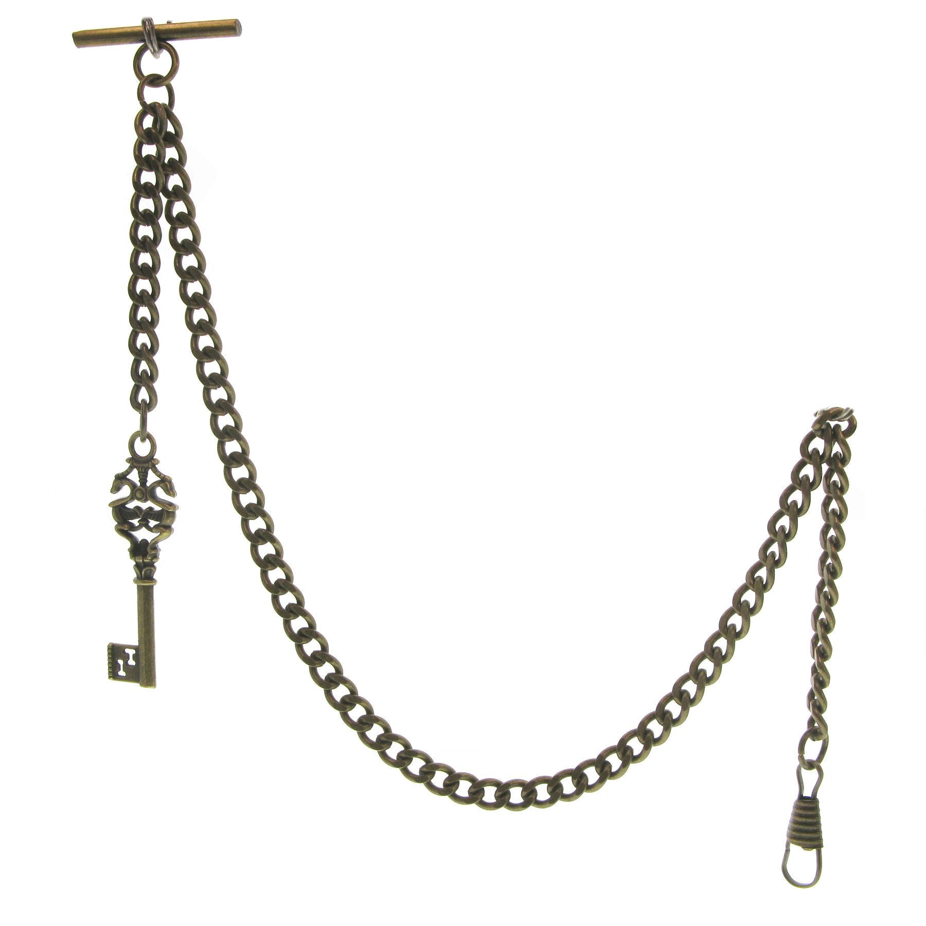 Bronze Albert Chain with Antique Key Fob