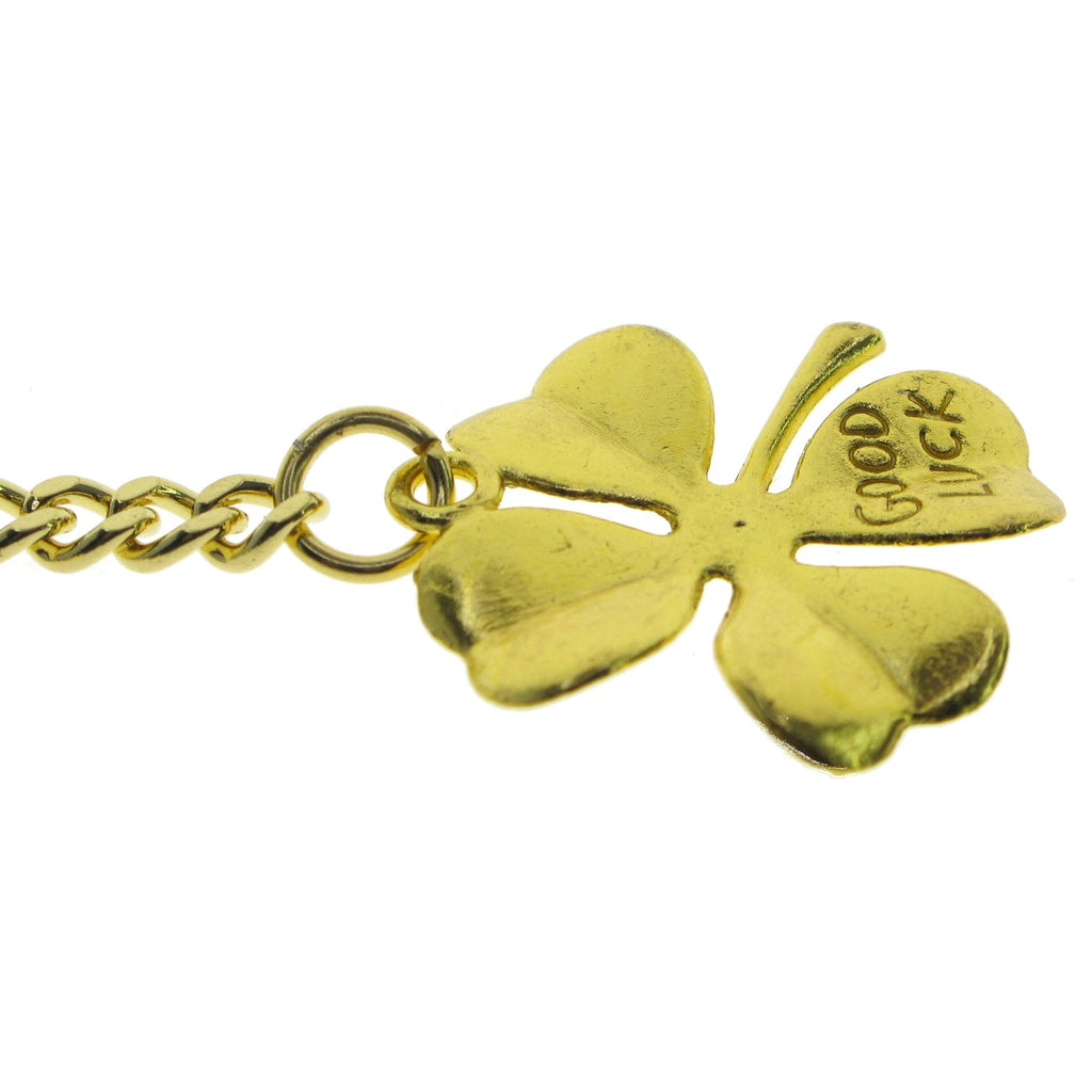 Gold Color Albert Chain with Four-Leaf Clover Design Fob AC131