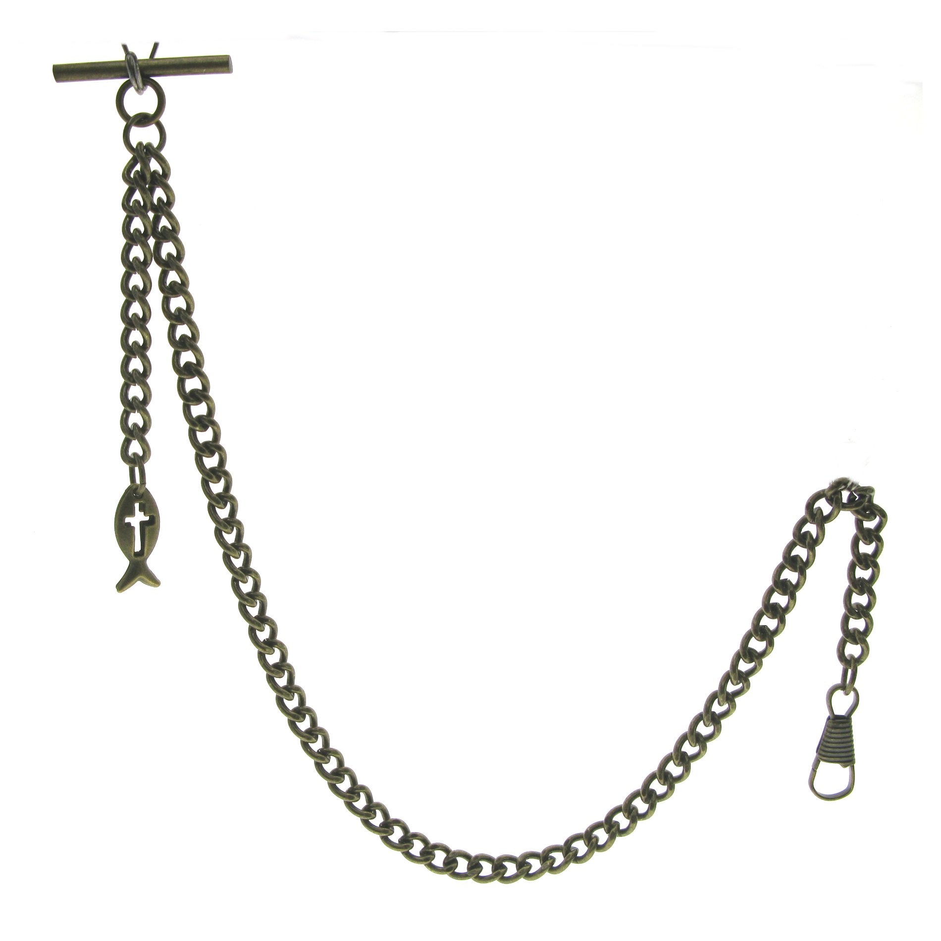 Bronze Albert Chain with Christian Fish Fob