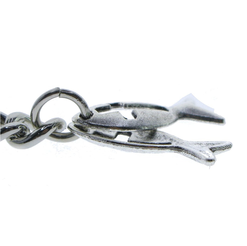 Silver Color Albert Chain with Christian Fish Design Fob AC134