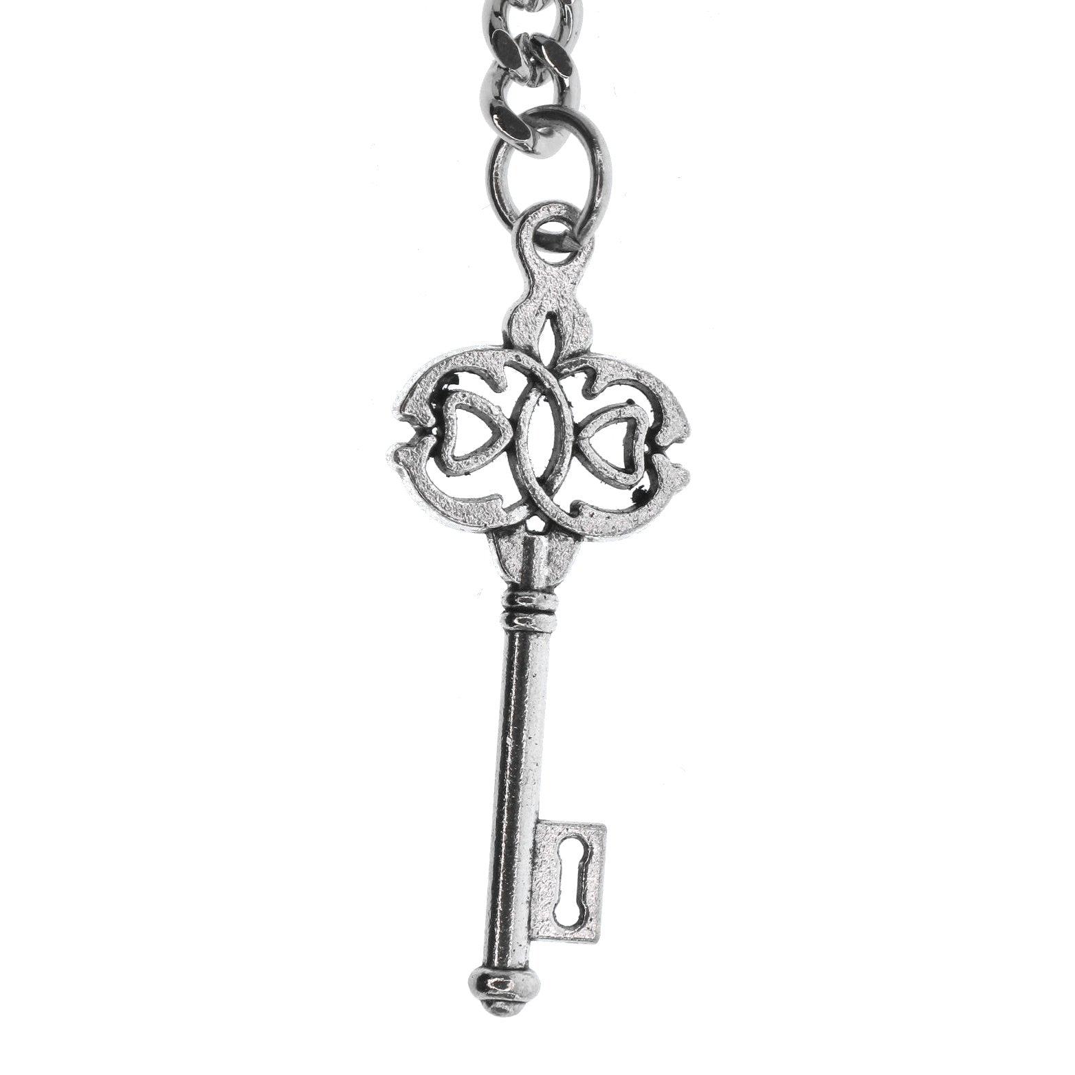 Silver Color Albert Chain with Antique Key Design Fob AC135