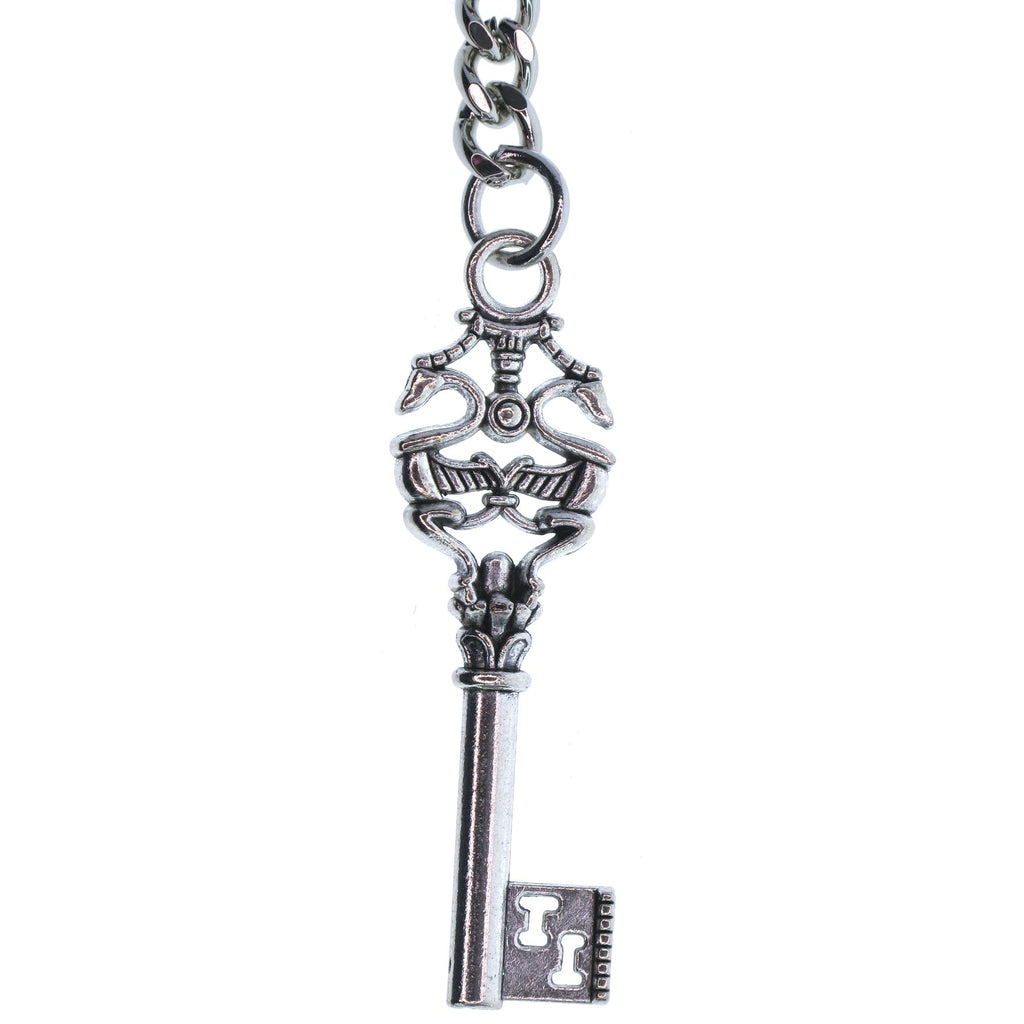 Silver Color Albert Chain with Antique Key Design Fob AC136