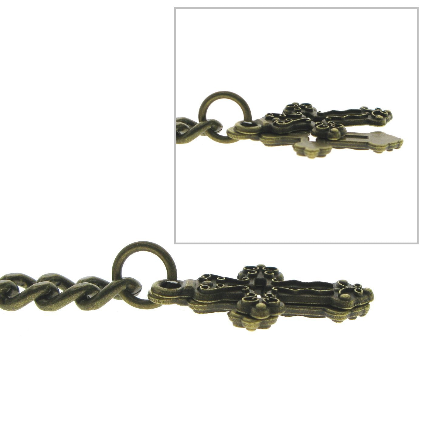 Bronze Color Albert Chain with Religious Cross Design Fob AC137