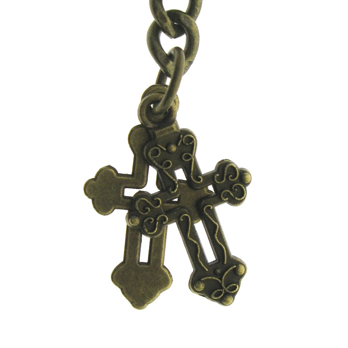 Bronze Color Albert Chain with Religious Cross Design Fob AC137