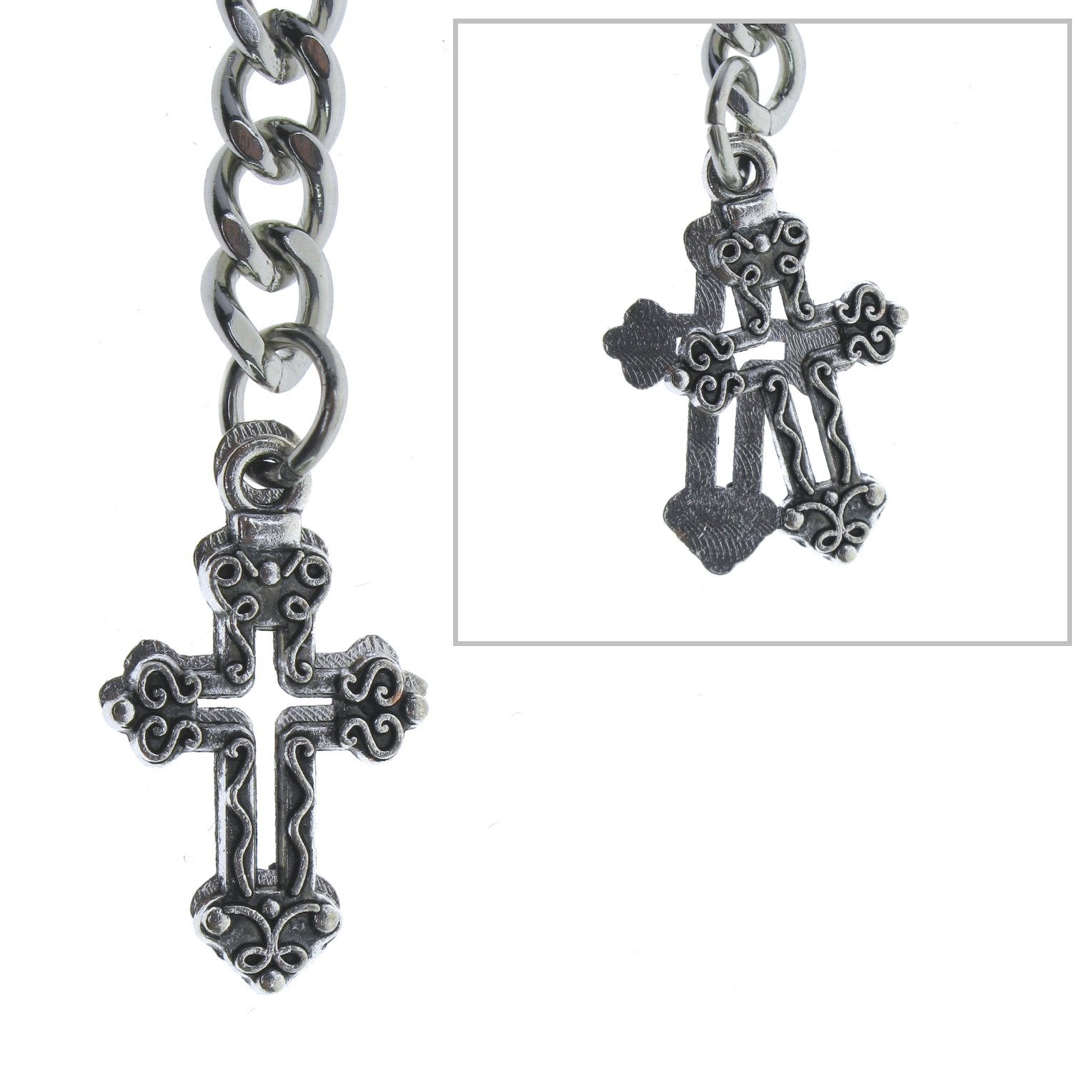 Silver Color Albert Chain with Religious Cross Design FobAC138