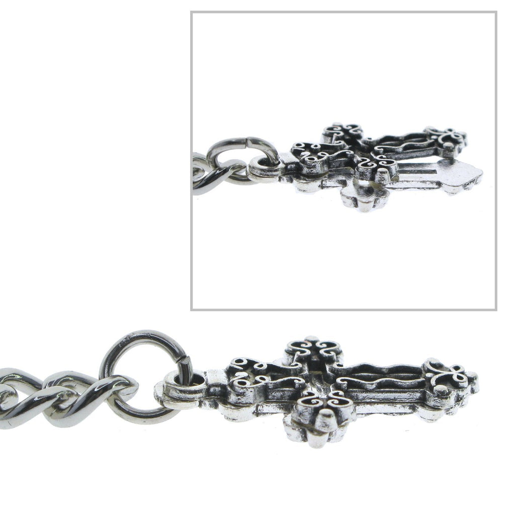 Silver Color Albert Chain with Religious Cross Design FobAC138