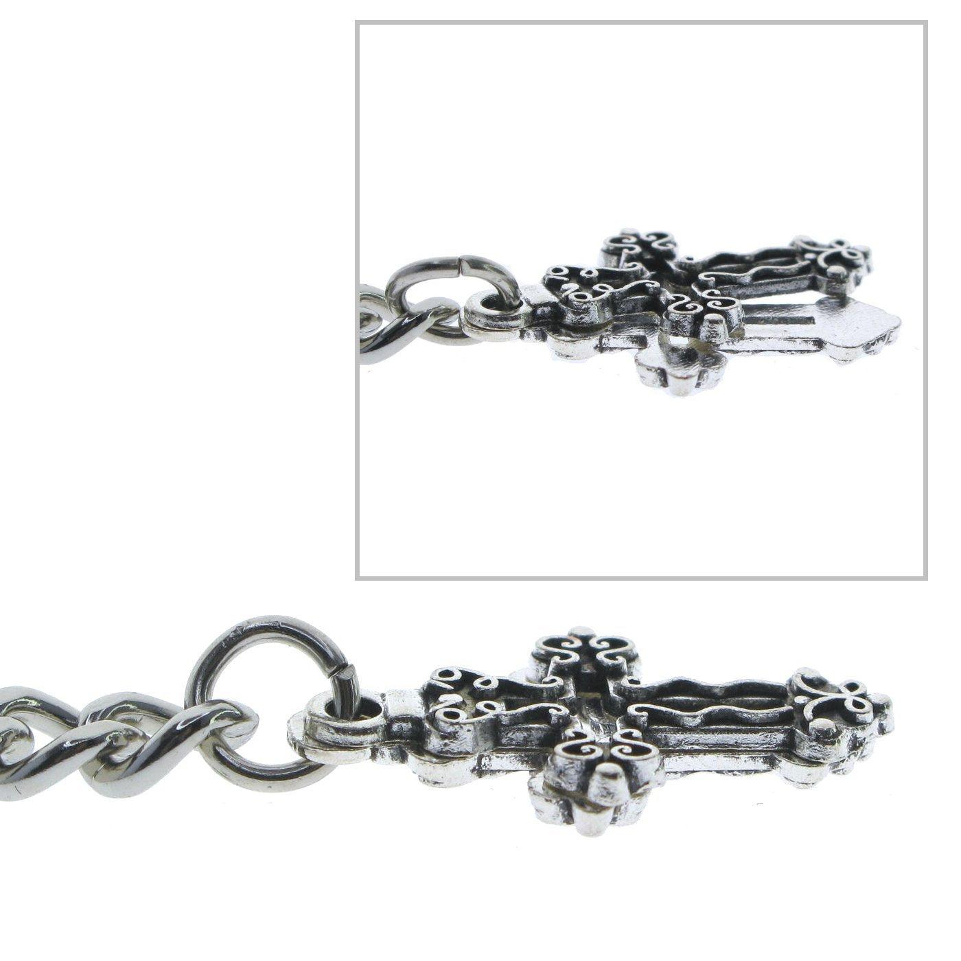 Silver Color Albert Chain with Religious Cross Design FobAC138