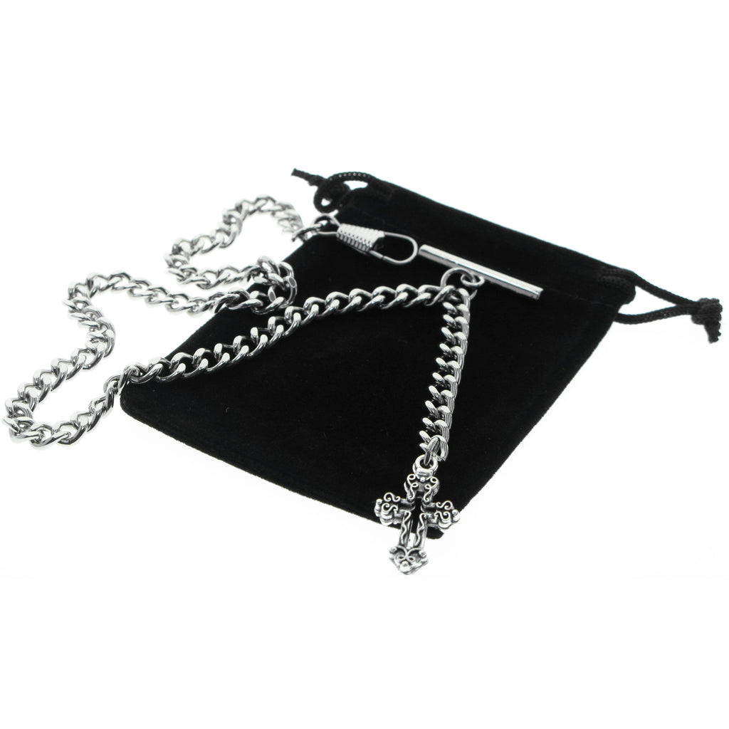 Silver Color Albert Chain with Religious Cross Design FobAC138