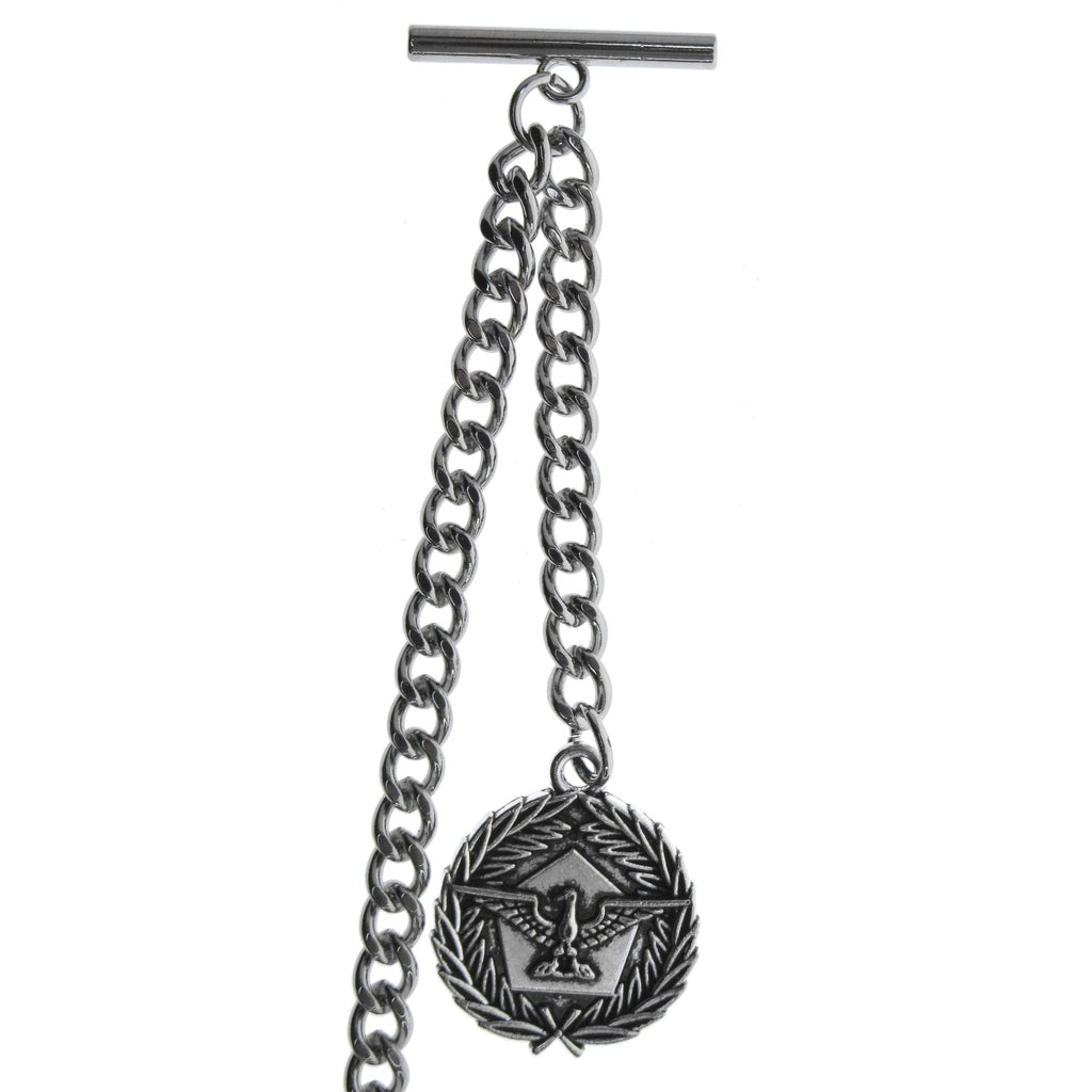 Silver Color Albert Chain with USA Eagle Medal Design Fob AC139
