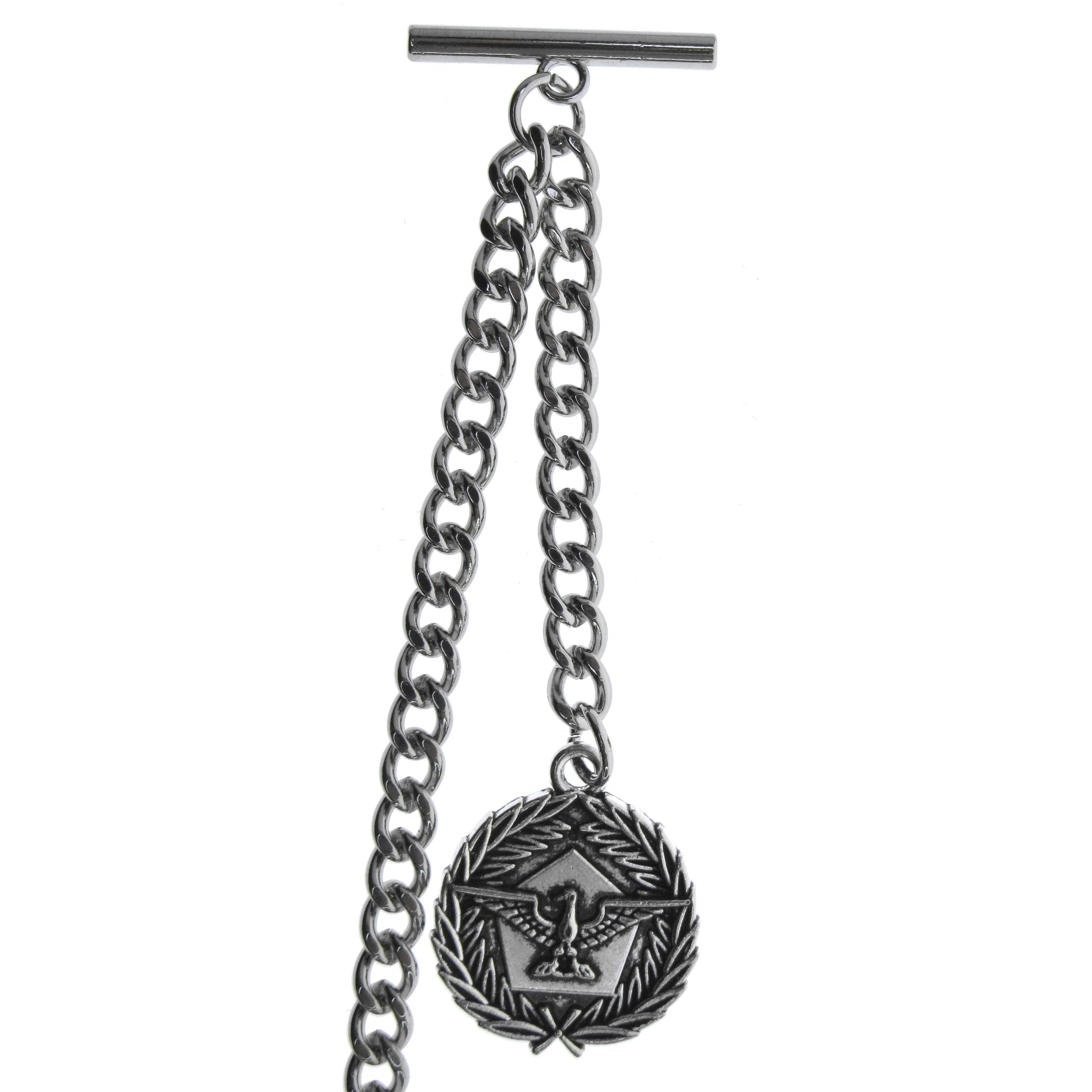 Silver Color Albert Chain with USA Eagle Medal Design Fob AC139