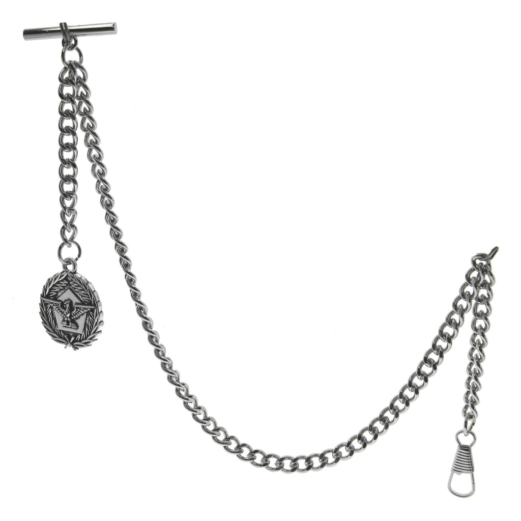 Silver Color Albert Chain with USA Eagle Medal Fob