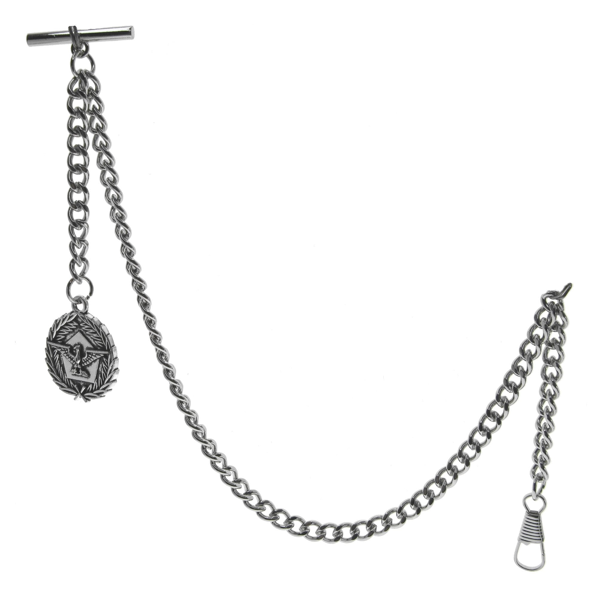 Silver Color Albert Chain with USA Eagle Medal Fob