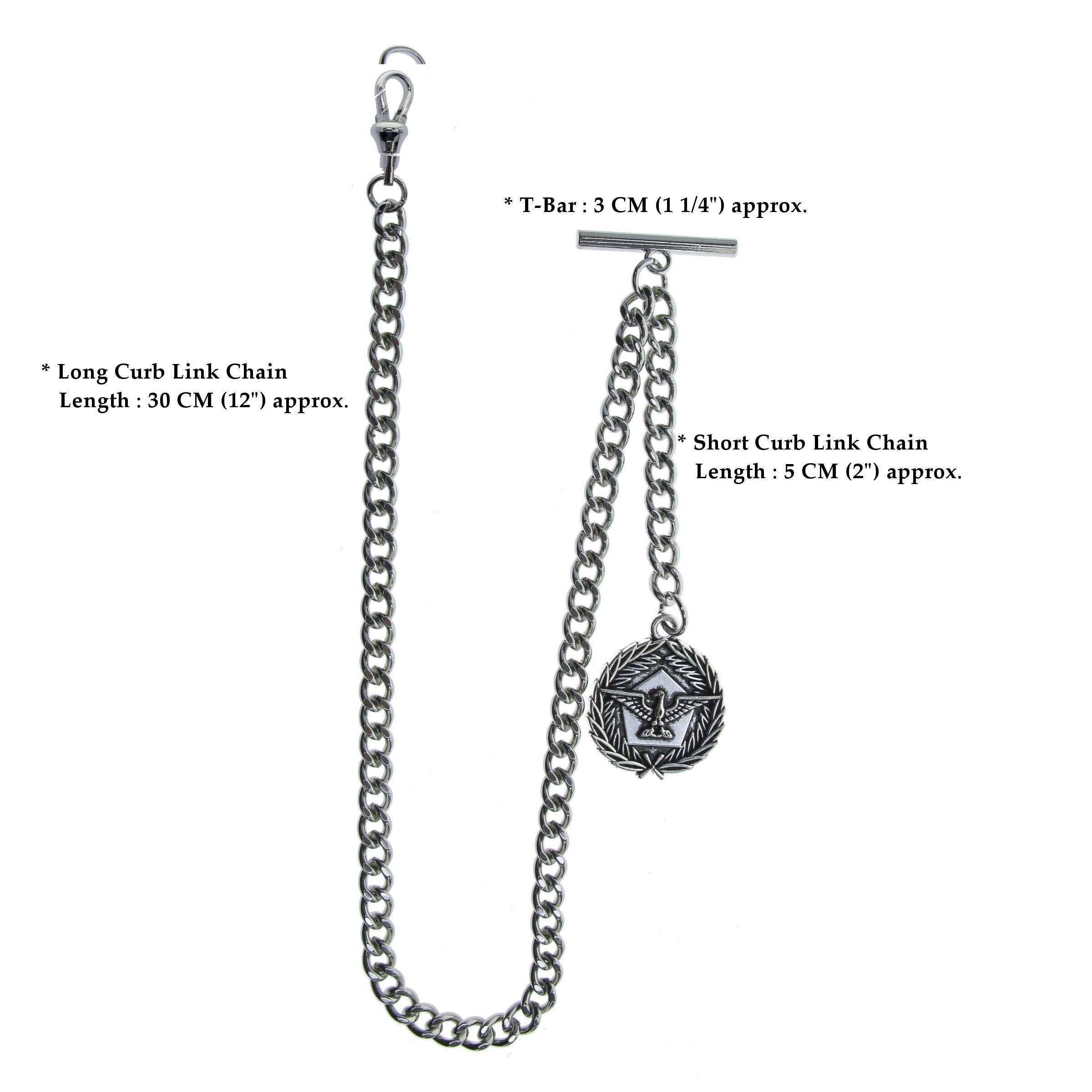 Silver Color Albert Chain with USA Eagle Medal Design Fob AC139