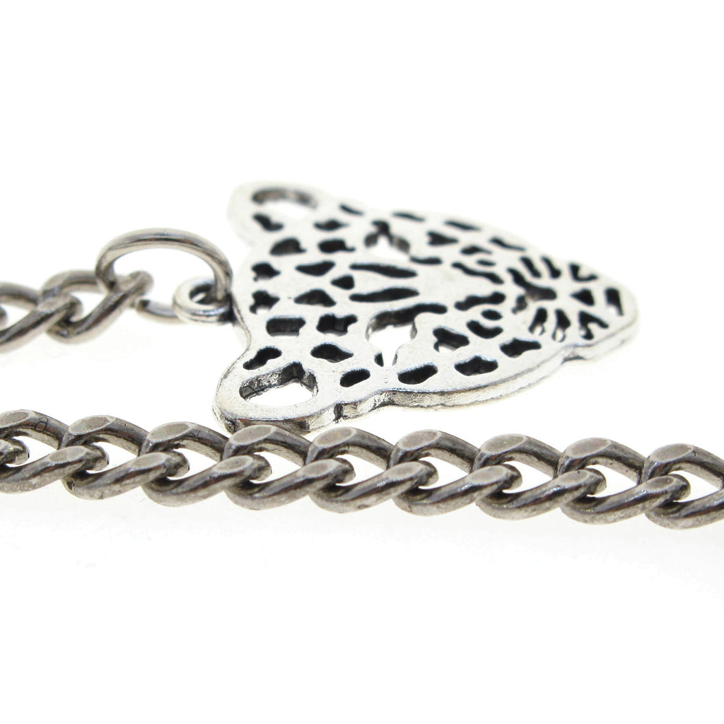 Silver Color Albert Chain with Leopard Design Fob AC13