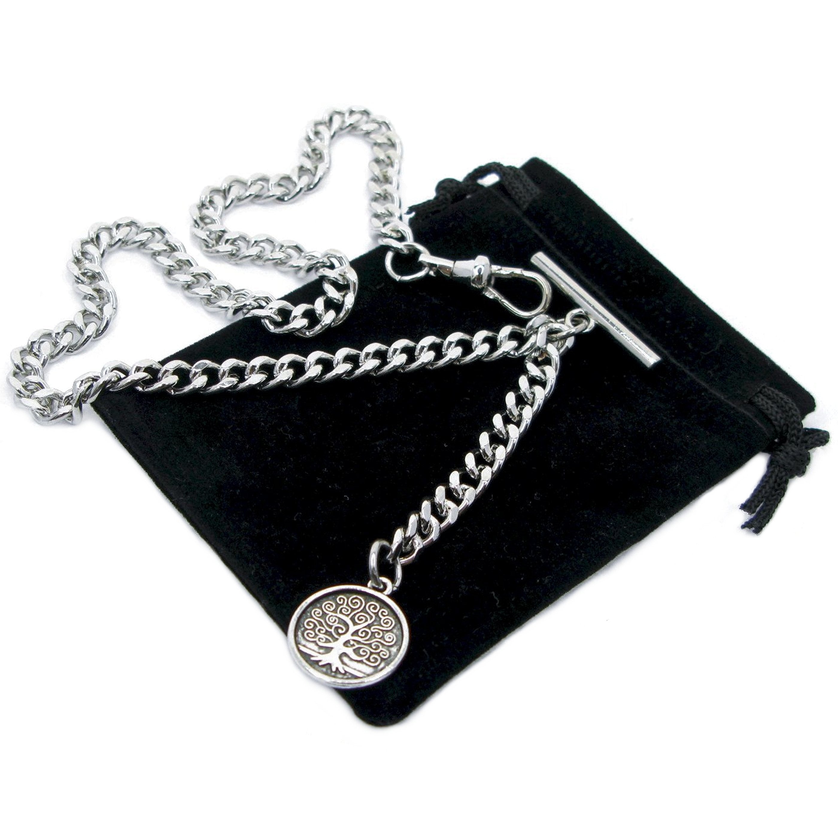 Silver Color Albert Chain with Life-Tree Medal Design Fob AC140
