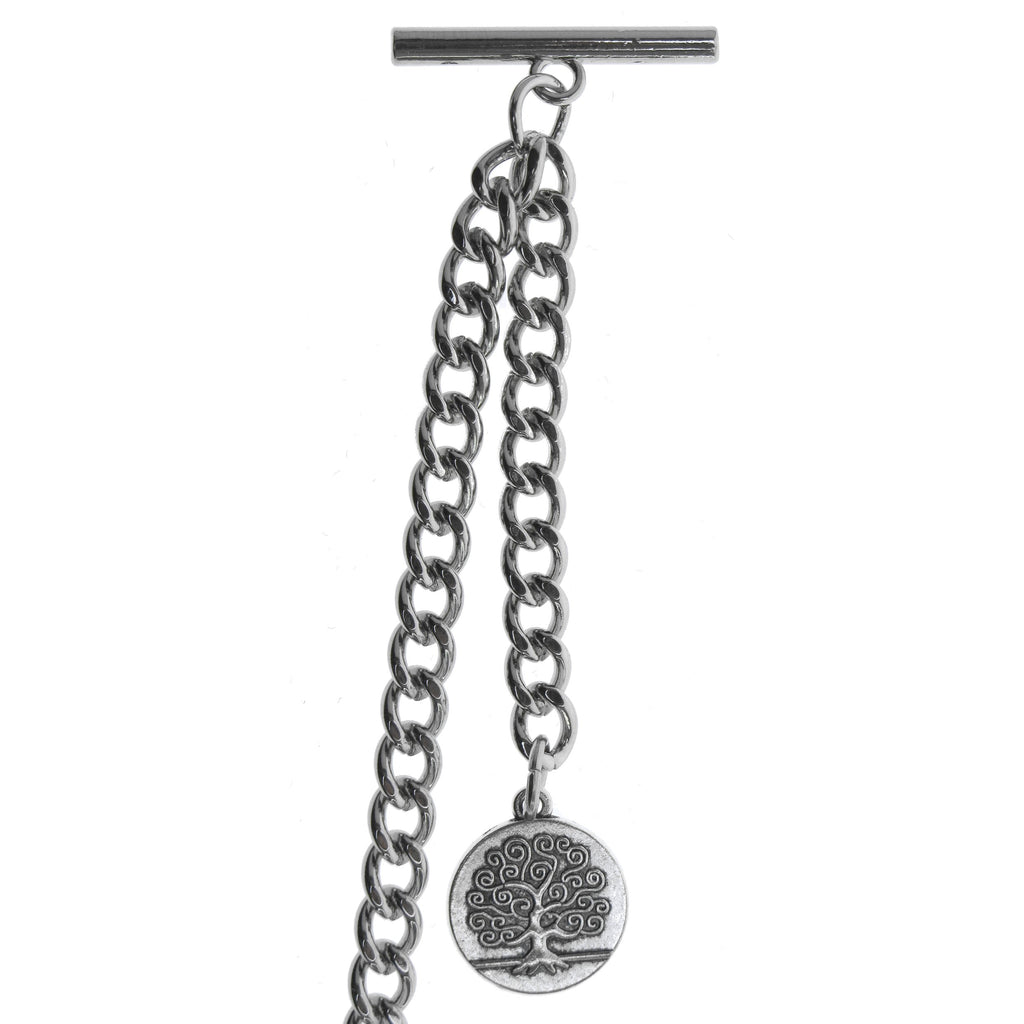 Silver Color Albert Chain with Life-Tree Medal Design Fob AC140