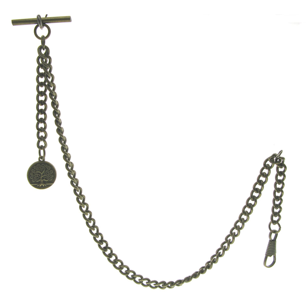 Bronze Color Albert Chain with Life Tree Fob