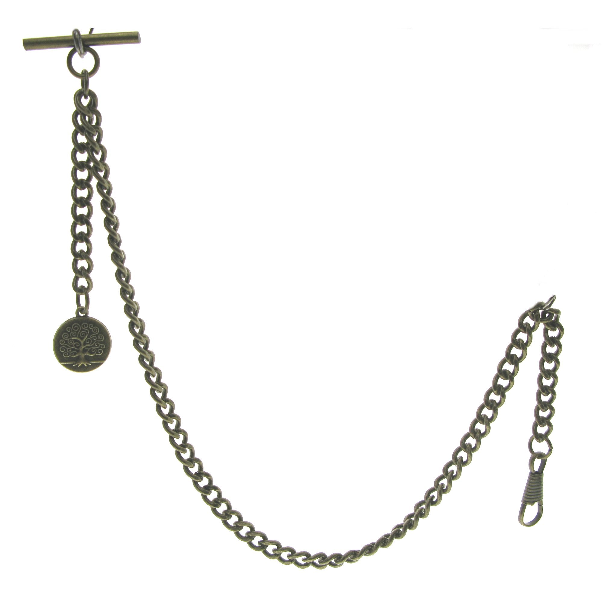 Bronze Color Albert Chain with Life Tree Fob