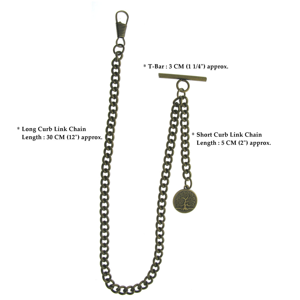Bronze Color Albert Chain with Life Tree Fob AC141