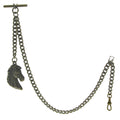 Bronze Color Albert Chain with Horse Design Fob