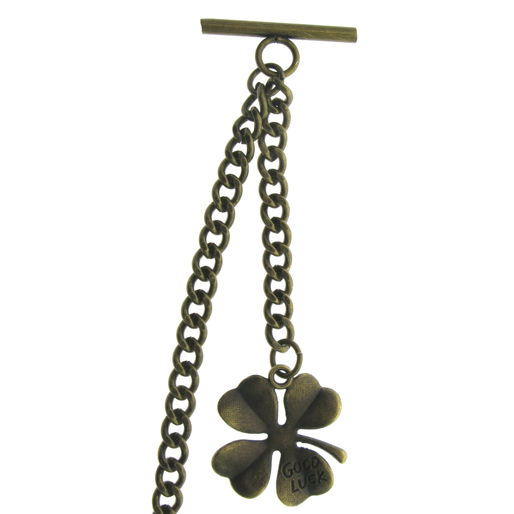 Bronze Color Albert Chain with Four-Leaf Clover Medal Fob AC143
