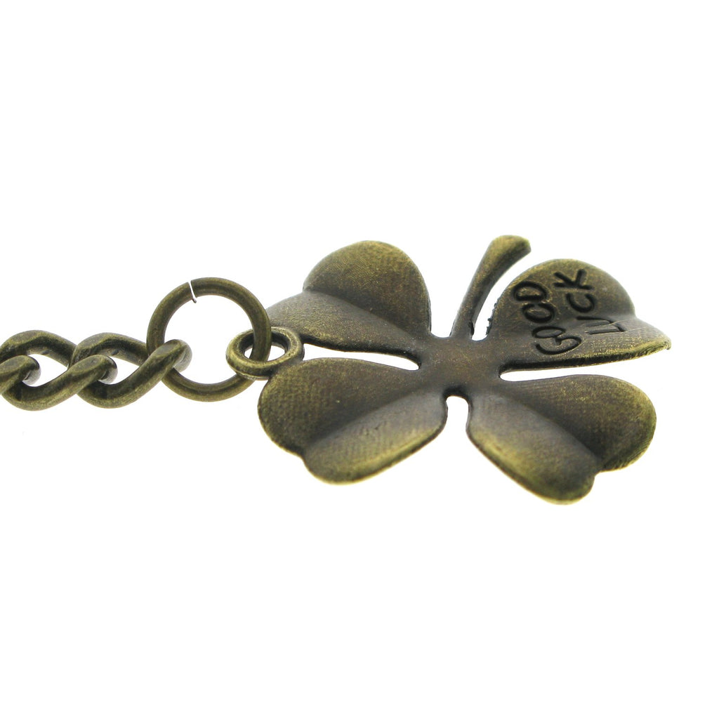 Bronze Color Albert Chain with Four-Leaf Clover Medal Fob AC143